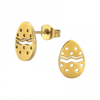 Golden Easter Egg - 316L Surgical Grade Stainless Steel Steel Ear Studs A4S48827