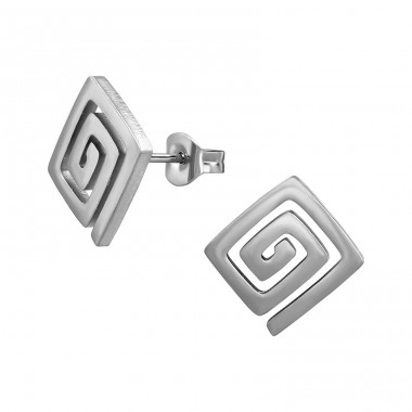 Square Coil - 316L Surgical Grade Stainless Steel Steel Ear Studs A4S48828