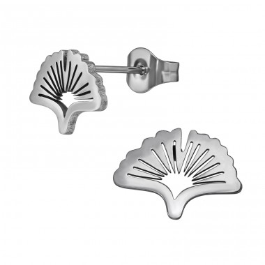 Ginkgo Biloba Tree - 316L Surgical Grade Stainless Steel Steel Ear Studs A4S48834