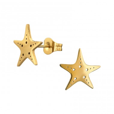 Goldener Seestern - Chirurgischer 316L-Edelstahl Stahl-Ohrstecker A4S48840