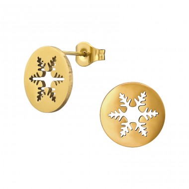 Golden Snowflake - 316L Surgical Grade Stainless Steel Steel Ear Studs A4S48844