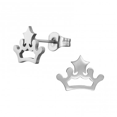 Crown - 316L Surgical Grade Stainless Steel Steel Ear Studs A4S48845