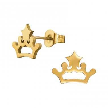 Golden crown - 316L Surgical Grade Stainless Steel Steel Ear Studs A4S48846