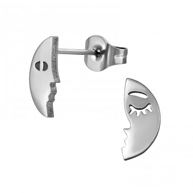 Moon Face - 316L Surgical Grade Stainless Steel Steel Ear Studs A4S48851