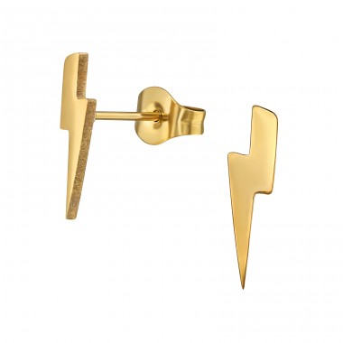 Golden Lightning Bolt - 316L Surgical Grade Stainless Steel Steel Ear Studs A4S48854