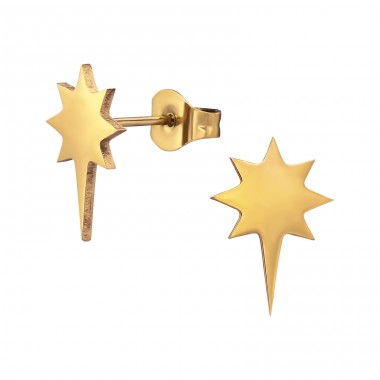 Golden Starburst - 316L Surgical Grade Stainless Steel Steel Ear Studs A4S48857