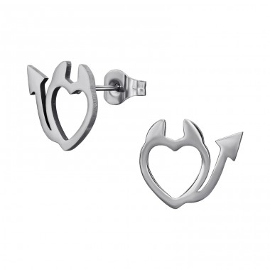 Devil Heart - 316L Surgical Grade Stainless Steel Steel Ear Studs A4S48863