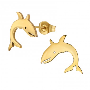 Golden Shark - 316L Surgical Grade Stainless Steel Steel Ear Studs A4S48875