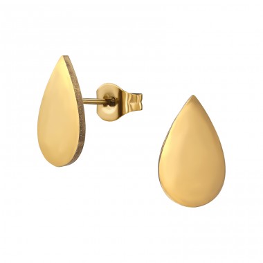 Golden Teardrop - 316L Surgical Grade Stainless Steel Steel Ear Studs A4S48877