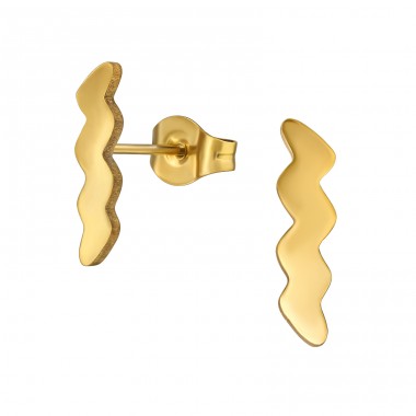 Golden Wave - 316L Surgical Grade Stainless Steel Steel Ear Studs A4S48879