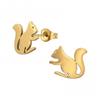 Goldenes Eichhörnchen - Chirurgischer 316L-Edelstahl Stahl-Ohrstecker A4S48883