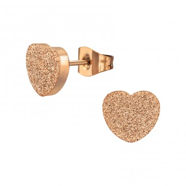 Textured Heart - 316L Surgical Grade Stainless Steel Steel Ear Studs A4S48929