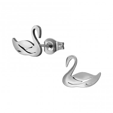 Swans - 316L Surgical Grade Stainless Steel Steel Ear Studs A4S48974