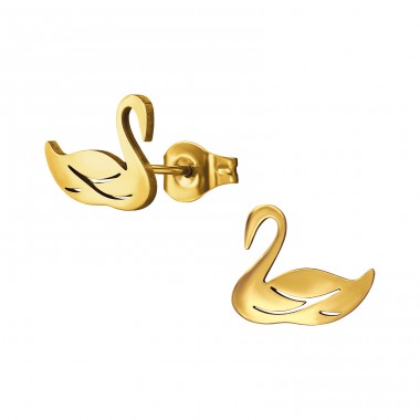 Goldener Schwan - Chirurgischer 316L-Edelstahl Stahl-Ohrstecker A4S48975