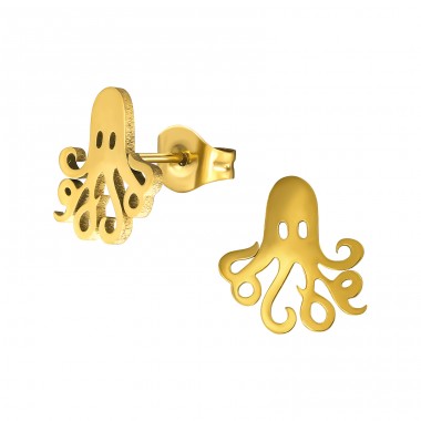 Goldene Krake - Chirurgischer 316L-Edelstahl Stahl-Ohrstecker A4S48978