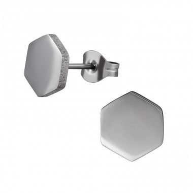 Hexagon - 316L Surgical Grade Stainless Steel Steel Ear Studs A4S48981