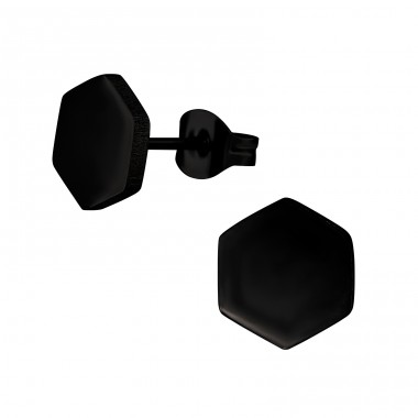 Black Hexagon - 316L Surgical Grade Stainless Steel Steel Ear Studs A4S48982