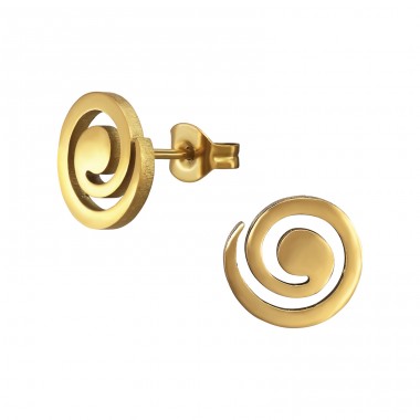 Golden Spiral - 316L Surgical Grade Stainless Steel Steel Ear Studs A4S48984