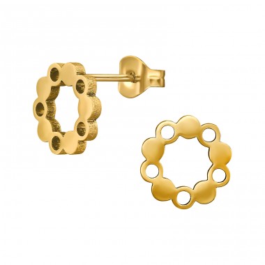 Golden Round - 316L Surgical Grade Stainless Steel Steel Ear Studs A4S48986