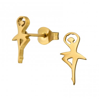 Goldene Ballerina - Chirurgischer 316L-Edelstahl Stahl-Ohrstecker A4S49113