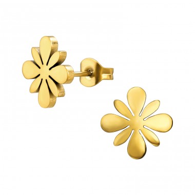 Golden Flower - 316L Surgical Grade Stainless Steel Steel Ear Studs A4S49116