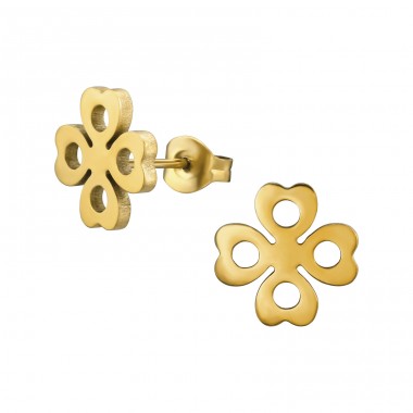 Golden Clover - 316L Surgical Grade Stainless Steel Steel Ear Studs A4S49122