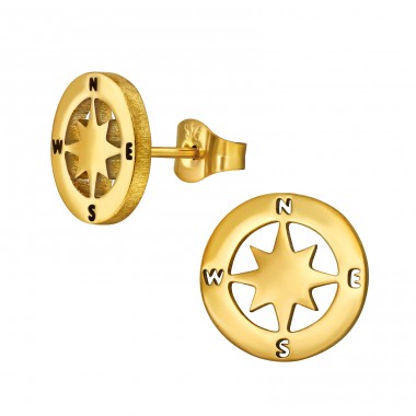 Golden Compass - 316L Surgical Grade Stainless Steel Steel Ear Studs A4S49136