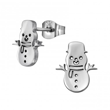 Snowman - 316L Surgical Grade Stainless Steel Steel Ear Studs A4S49137