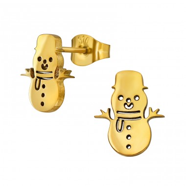 Golden Snowman - 316L Surgical Grade Stainless Steel Steel Ear Studs A4S49138