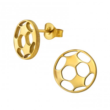 Golden Football - 316L Surgical Grade Stainless Steel Steel Ear Studs A4S49140