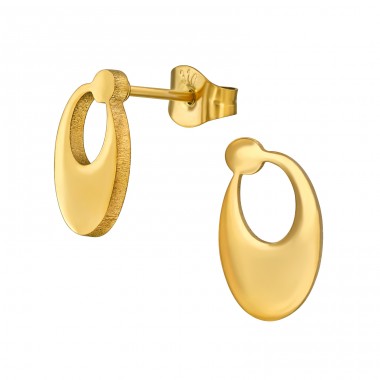 Golden Oval - 316L Surgical Grade Stainless Steel Steel Ear Studs A4S49142