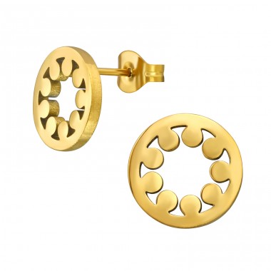 Golden Open Circle - 316L Surgical Grade Stainless Steel Steel Ear Studs A4S49153