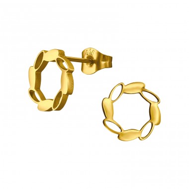 Golden Marquise Wreath - 316L Surgical Grade Stainless Steel Steel Ear Studs A4S49157