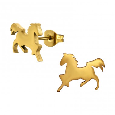 Goldenes Pferd - Chirurgischer 316L-Edelstahl Stahl-Ohrstecker A4S49355