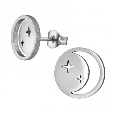 Crescent Moon - 316L Surgical Grade Stainless Steel Steel Ear Studs A4S49358