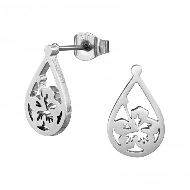 Hibiscus - 316L Surgical Grade Stainless Steel Steel Ear Studs A4S49360