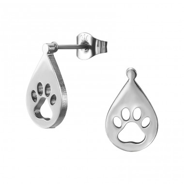 Paw Print - 316L Surgical Grade Stainless Steel Steel Ear Studs A4S49361