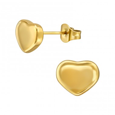 Golden Heart - 316L Surgical Grade Stainless Steel Steel Ear Studs A4S49421