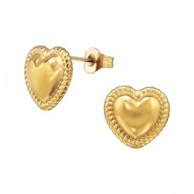 Golden Heart - 316L Surgical Grade Stainless Steel Steel Ear Studs A4S49424