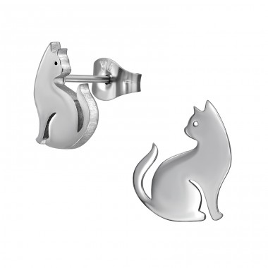 Cat - 316L Surgical Grade Stainless Steel Steel Ear Studs A4S49429