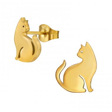 Goldene Katze - Chirurgischer 316L-Edelstahl Stahl-Ohrstecker A4S49430