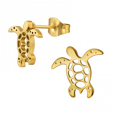 Goldene Schildkröte - Chirurgischer 316L-Edelstahl Stahl-Ohrstecker A4S49434