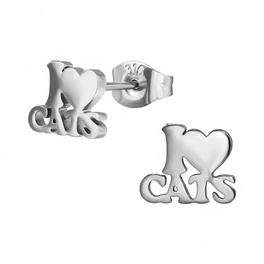 I Love Cats - 316L Surgical Grade Stainless Steel Steel Ear Studs A4S49439