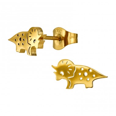 Goldene Dinosaurier - Chirurgischer 316L-Edelstahl Stahl-Ohrstecker A4S49442