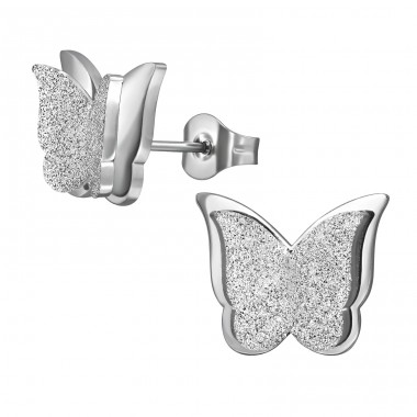 Double Layered Butterfly - 316L Surgical Grade Stainless Steel Steel Ear Studs A4S49451