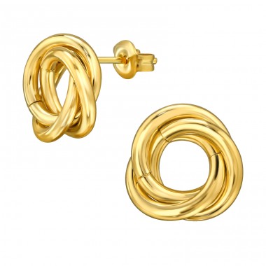 Golden Twisted - 316L Surgical Grade Stainless Steel Steel Ear Studs A4S49456