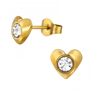 Golden Heart - 316L Surgical Grade Stainless Steel Steel Ear Studs A4S49458