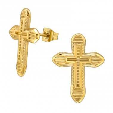 Goldenes Kreuz - Chirurgischer 316L-Edelstahl Stahl-Ohrstecker A4S49465