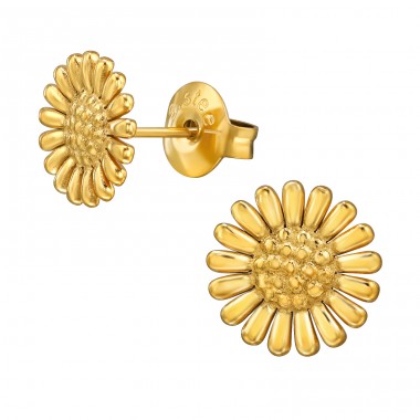 Golden Sunflower - 316L Surgical Grade Stainless Steel Steel Ear Studs A4S49466