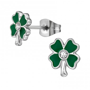 Lucky Clover - 316L Surgical Grade Stainless Steel Steel Ear Studs A4S49584